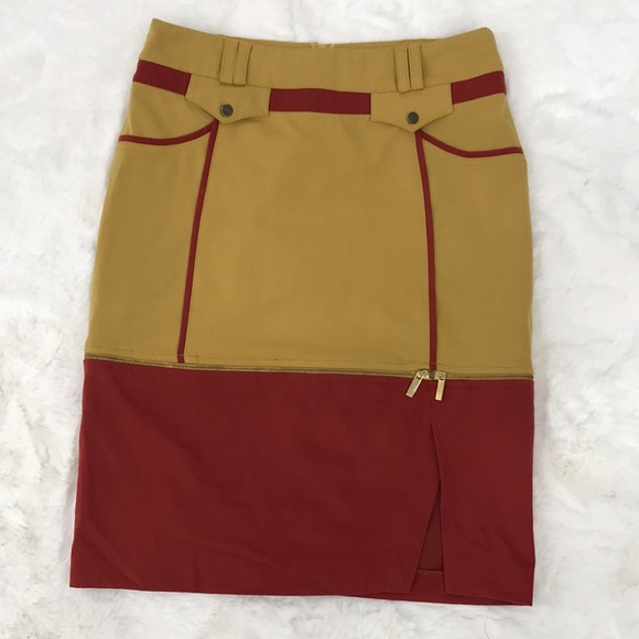 Vivento Dresses & Skirts - Vivento Colorblock Rust Mustard Unique Pencil Skirt